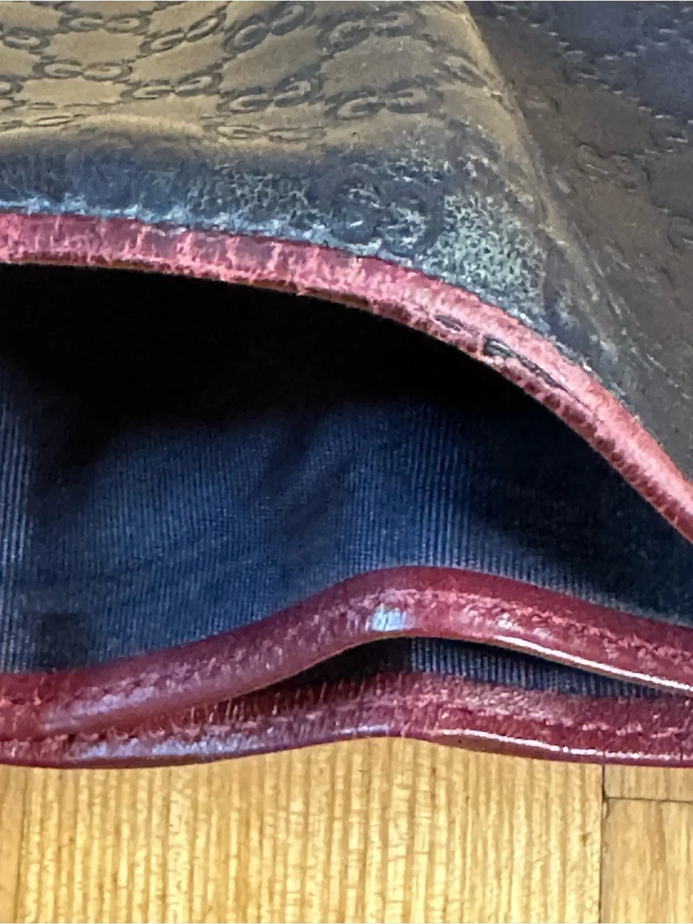 Gucci Navy & Burgundy Microguccissima GG Leather Bifold Wallet